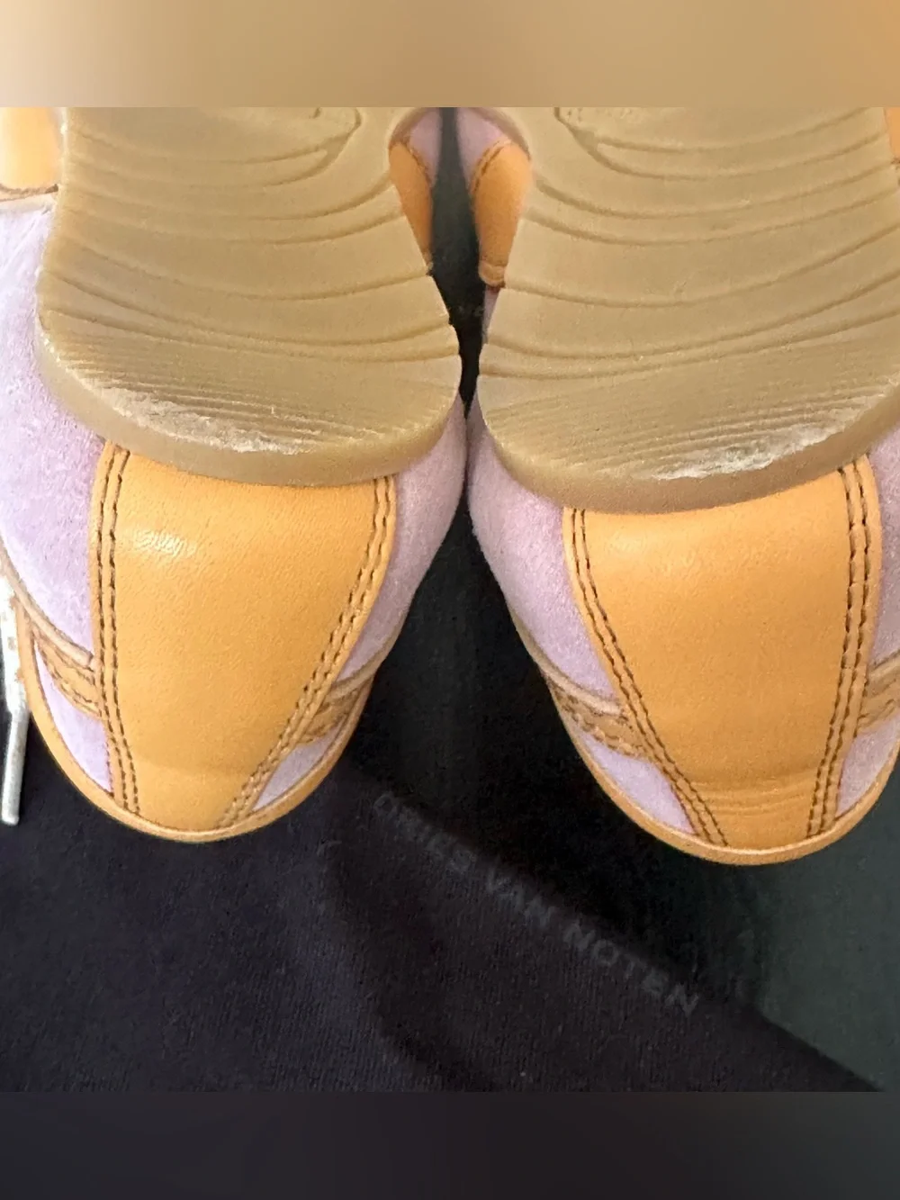 Dries Van Noten Leather-trimmed Suede Blush Yellow Low Top Sneakers 37 NWT